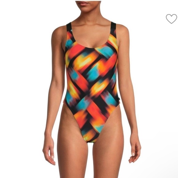 Calvin Klein Other - CALVIN Klein Black Multi Abstract Print Scoopneck One Piece Swimsuit sz Medium
